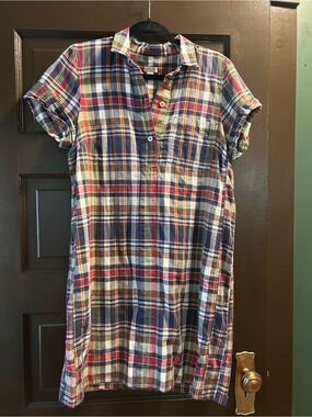 J. Crew Multicolor Plaid Short-Sleeve Shirt Dress